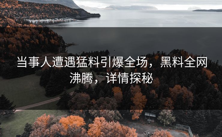 当事人遭遇猛料引爆全场，黑料全网沸腾，详情探秘