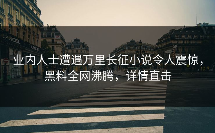 业内人士遭遇万里长征小说令人震惊，黑料全网沸腾，详情直击